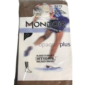Mondor Figure Skating Tights 82 Suntan Footless Opaque Plus Lycra Size 8-10 Girl